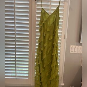 Oak + Fort green ruffle maxi dress